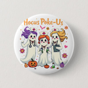 Hocus-Poke Ons Verpleeg Spookachtige Halloween Gee Ronde Button 5,7 Cm