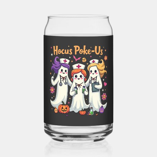 Hocus-Poke Ons Verpleegkundige Spook Halloween Gee Blikvorm Glas (Voorkant)