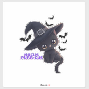 Hocus Purr-cus Schattige Zwarte Kat Halloween Kuns Sticker