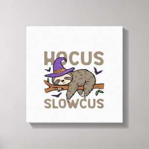 Hocus Slowcus Grappige Halloween Luiaard Klassiek Canvas Afdruk