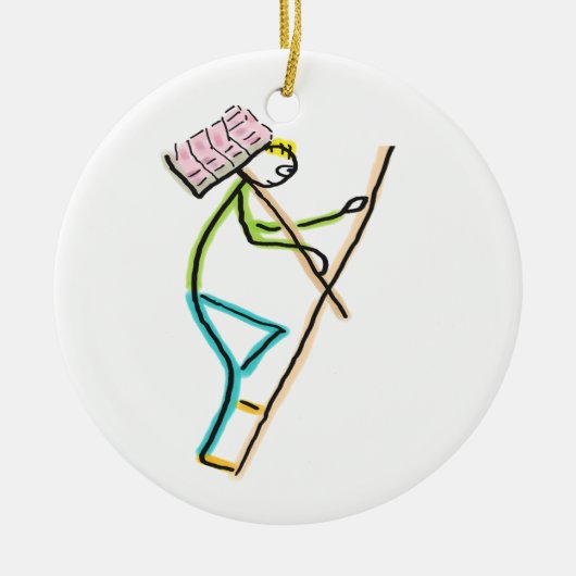 Hod Carrier Stickman Keramisch Ornament (Voorkant)