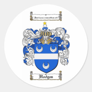 HODGES FAMILY CREST - HODGES COAT WAPENS RONDE STICKER
