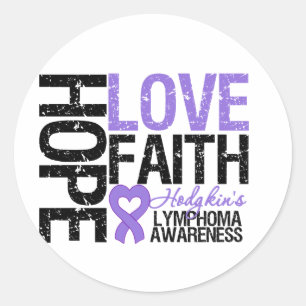 Hodgkin's Lymfoom HOPE LOVE FAITH Ronde Sticker
