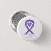 Hodgkins Lymphoma Awareness Ribbon Heart Button (Voorkant /achterkant)