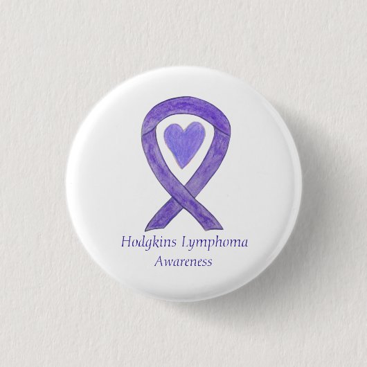 Hodgkins Lymphoma Awareness Ribbon Heart Button (Voorkant)