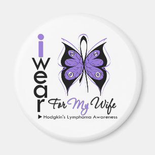 Hodgkins Lymphoma I Draag Butterfly Ribbon WIFE Magneet