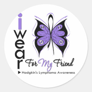 Hodgkins Lymphoma Ik Draag Butterfly Ribbon FRIEND Ronde Sticker