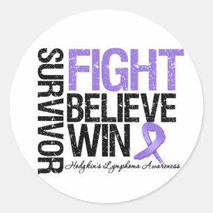 Hodgkins Lymphoma Survivor Fight Believe Win Motto Ronde Sticker