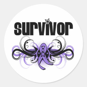 Hodgkins Lymphoma Survivor Grunge Winged Emblem Ronde Sticker
