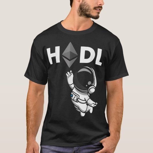 HODL Ethereum Astronaut Crypto Design T-shirt (Voorkant)