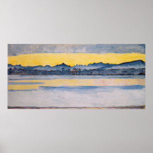 Hodler - Meer van Genève met Mont Blanc in de dage Poster