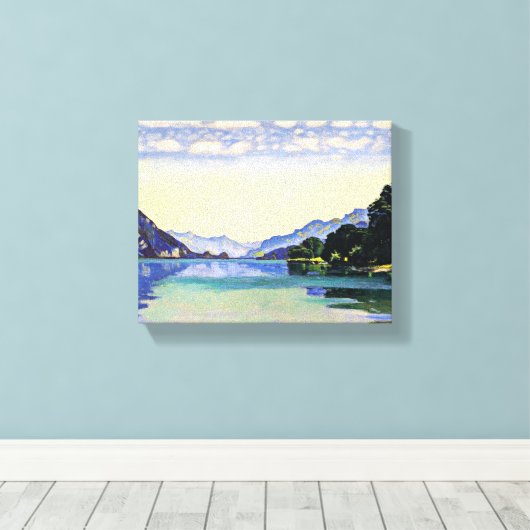 Hodler - Thun-meer van Lessig, mooie kunst Canvas Afdruk (Insitu (Houten vloer))