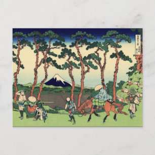 Hodogaya op het Tokaidō (door Hokusai) Briefkaart