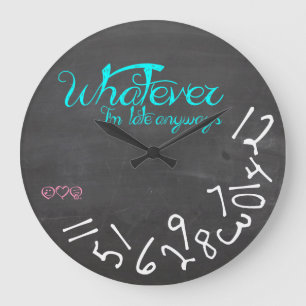 Hoe dan ook, ik ben te laat - Mint Blue en White Grote Klok