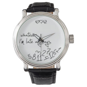 Hoe dan ook, ik ben te laat, modern zwart-wit horloge