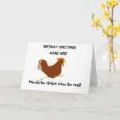 Hoe de kip de weg overstak, verjaardagskaart kaart (Gele Bloem)