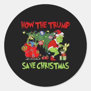 Hoe de Trump kerst heeft gered Grappig Trump Kerst Ronde Sticker