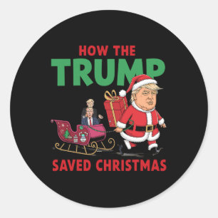 Hoe de Trump kerst heeft gered Grappig Trump Kerst Ronde Sticker