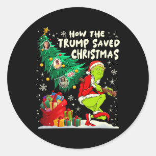 Hoe de Trump kerst heeft gered Grappige kersttijd Ronde Sticker
