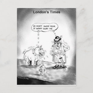Hoe een grote hond bang te maken Grappige Cartoon Briefkaart
