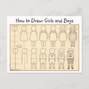 Hoe een klein jongetje en meisje Briefkaart te te