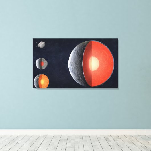 Hoe een rotsachtige planeet vormt. canvas afdruk (Insitu (Houten vloer))