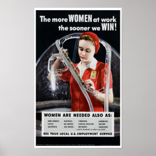 Hoe eerder we winnen, hoe meer vrouwen op het werk poster