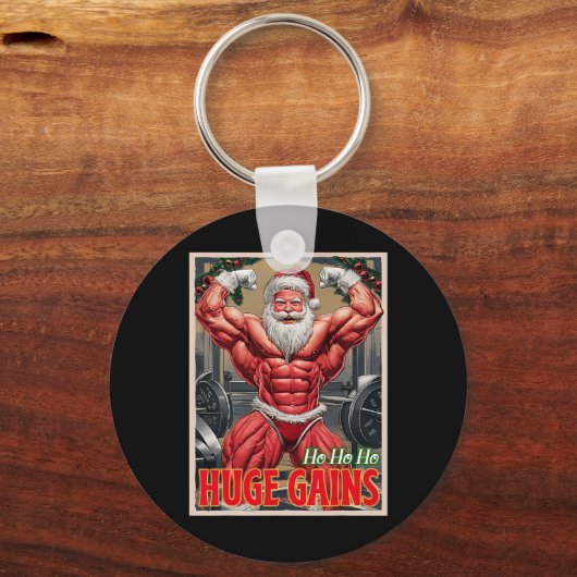 Hoe enorm winsten pompen bodybuilder kerstmis sleutelhanger (Voorkant)