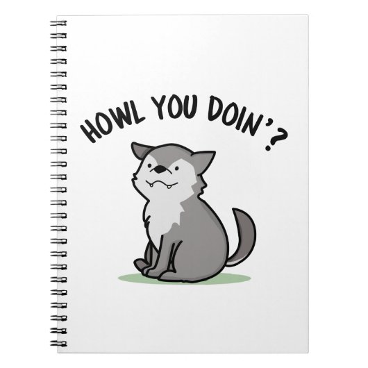 Hoe gaat het met je, grappige babywolf woordgrap notitieboek (Voorkant)