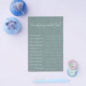 Hoe goed ken je de Bride? Shower Game Flyer (Enkel)