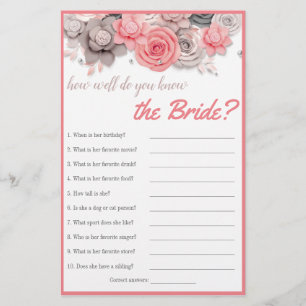 Hoe goed ken je de Bride? Vrijgezellenfeest-kaart Flyer