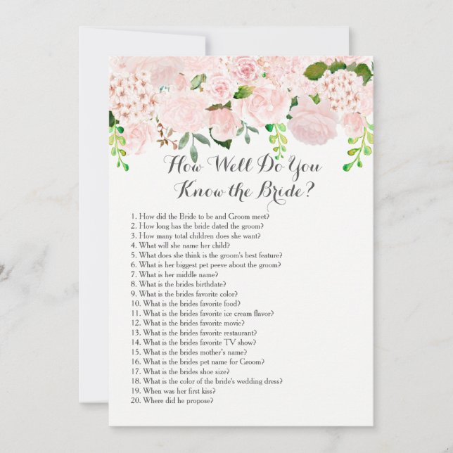 Hoe goed ken je de bruid? (Voorkant)