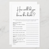 Hoe goed ken je de bruid bruiloft douche spel (Voorkant / Achterkant)