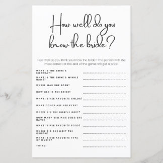 Hoe goed ken je de bruid bruiloft douche spel