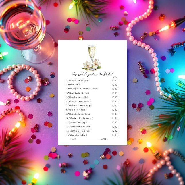 Hoe goed ken je de bruid? Vrijgezellenfeest spel (How Well Do You Know the Bride? Bridal Shower Game)