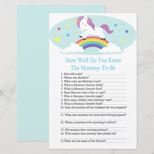 Hoe goed ken je het baby shower spel? (Voorkant / Achterkant)