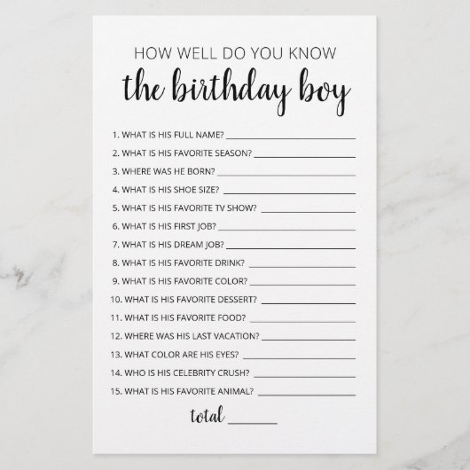 Hoe goed ken je het 'Birthday Boy Game'? (Voorkant)