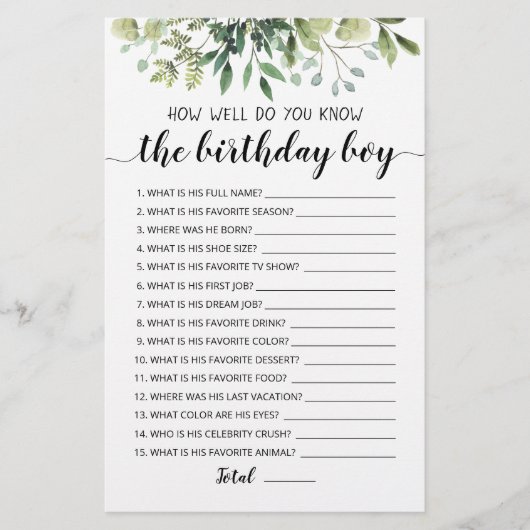 Hoe goed ken je het 'Birthday Boy Game'? (Voorkant)