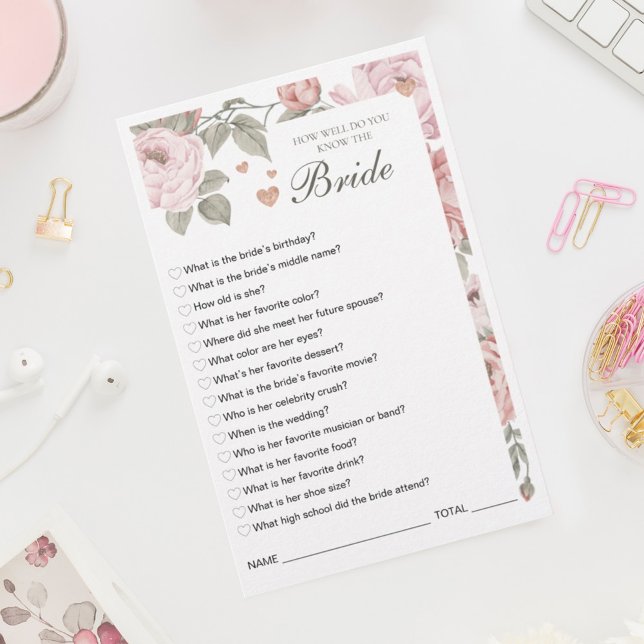 Hoe goed ken je het Bride Vrijgezellenfeest Game? (How Well Do You Know the Bride Bridal Shower Game)