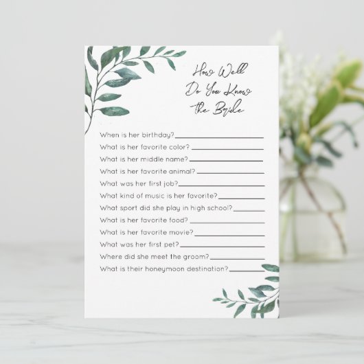 Hoe goed ken je het bruidsspel - Eucalyptus Programma (Staand voorkant)