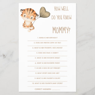 Hoe goed ken je mama Baby Shower spelkaart Flyer