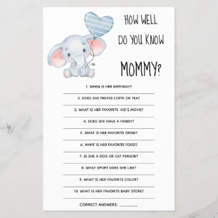 Hoe goed ken je mama Baby Shower spelkaart Flyer