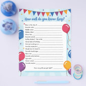 Hoe goed weet je...? Verjaardagsspel Activiteit Flyer (Enkel)