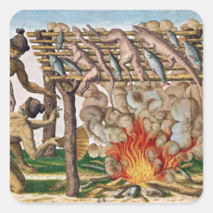 Hoe grillen dieren uit 'Brevis Narratio' Vierkante Sticker