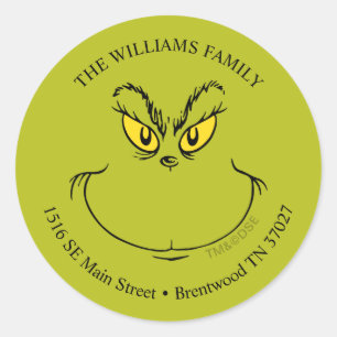 Hoe Grinch stal Christmas Face - Adres Ronde Sticker