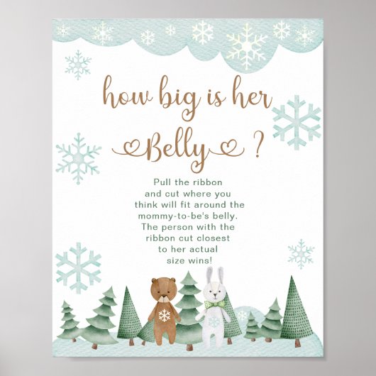Hoe groot is buik winter sneeuwvlok bos Poster (Voorkant)