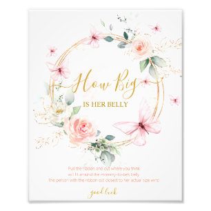 Hoe groot is haar Belly Baby shower Game? Foto Afdruk