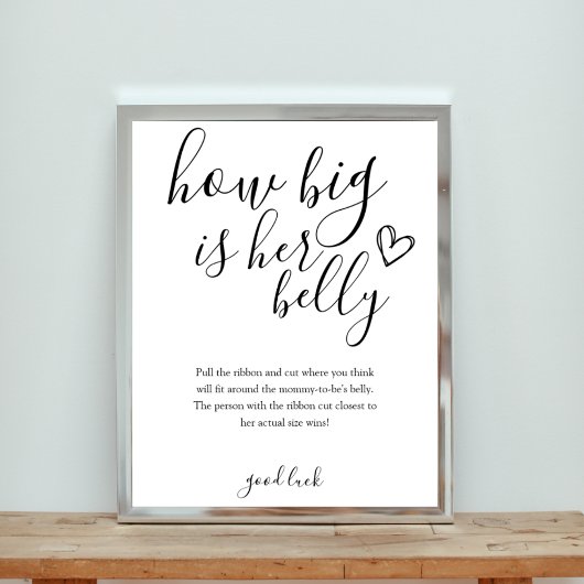 Hoe groot is haar buik Baby shower spel Poster