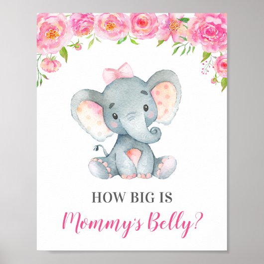 Hoe groot is het Belly Elephant Baby shower Game v Poster (Voorkant)