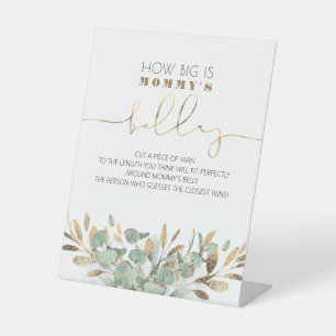 Hoe groot is mama's Belly Baby shower Game Reclamebord Met Voetstuk